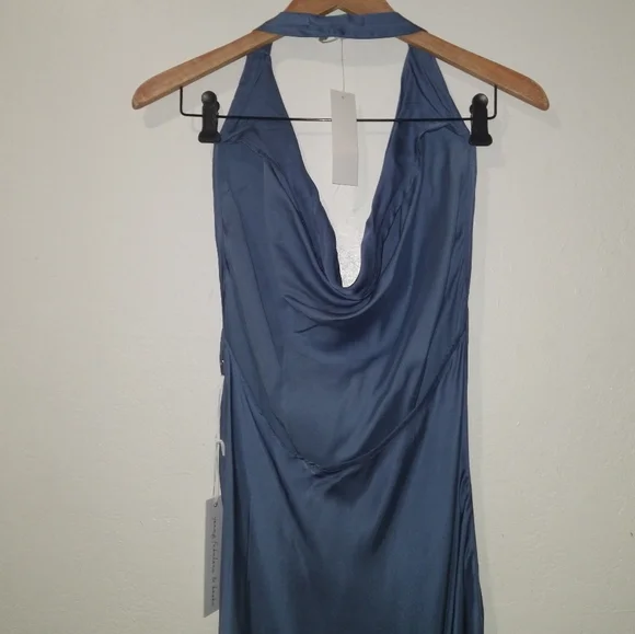 NWT YOUNG FABULOUS & BROKE Rebel Halter Blue Dress - Picture 7 of 8